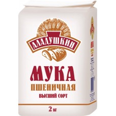 Купить Мука пшеничная АЛАДУШКИН хлебопекарная высший сорт, 2кг, Россия, 2 кг в Ленте