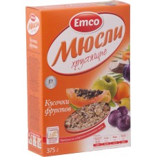 Купить Мюсли EMCO Хрустящие с фруктами, Россия, 375 г в Ленте