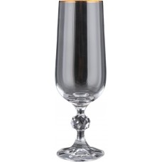 Набор бокалов для шампанского CRYSTALEX Клавдия 180мл, отводка золото ВРС0203, Чехия, 6 шт