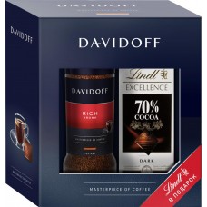 Набор DAVIDOFF Кофе Rich Aroma растворимый и шоколад Lindt Excellence к/уп, Польша, 100 г