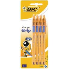 Набор шариковых ручек BIC Orange Grip 0,8мм синий Арт. 811928, 4шт, Франция