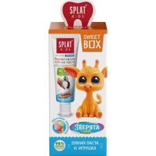 Купить Набор SPLAT SweetBox Зубная паста детская Kids Земляника-вишня + игрушка Пушистики, Россия в Ленте