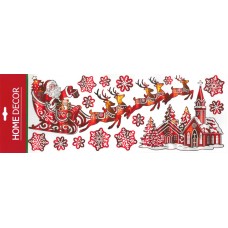 Наклейка новогодняя для окон и стен Красные орнаменты 50x20,5см Арт. RKX3201, Китай