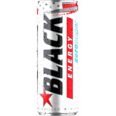 Напиток безалкогольный BLACK Zero без сахара энергет. сильногаз. ж/б, Польша, 0.25 L