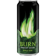 Напиток энергетический BURN Apple kiwi тонизирующий сильногазированный, 0.5л, Россия, 0.5 L