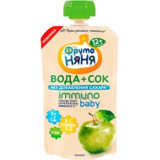 Напиток ФРУТОНЯНЯ Вода+Сок Immuno baby, яблоко, с 12 месяцев, 130мл, Россия, 130 мл