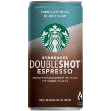 Напиток молочный кофейный стерилизованный STARBUCKS Doubleshot Espresso без добавления сахара, Дания, 0.2 L
