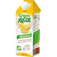 Напиток соевый GREEN MILK Банан, без змж, 750мл, Россия, 750 мл