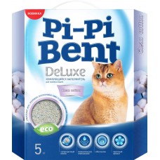 Наполнитель бентонитовый для кошачьего туалета PI-PI-BENT DeLuxe Clean Cotton комкующийся, 5кг, Россия, 5 кг