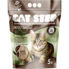 Наполнитель растительный для кошачьего туалета CAT STEP Wood Original комкующийся, 5л, Россия, 5 л