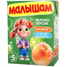 Купить Нектар МАЛЫШАМ Яблоко, персик неосветленный с 5 месяцев, 200мл, Россия, 200 мл в Ленте