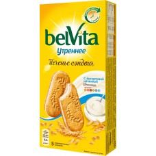 Печенье BELVITA Утреннее Сэндвич какао с йогуртовой начинкой, 253г, Россия, 253 г
