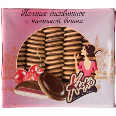 Печенье КИКО бисквитное в темной глазури с начинкой вишня, 600г, Россия, 600 г