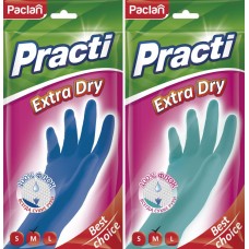 Купить Перчатки хозяйственные PACLAN Extra Dry, р.М, синие, 1 пара 407360, Таиланд в Ленте