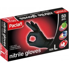 Перчатки хозяйственные PACLAN нитриловые, р-р L, черные, Китай, 50 шт