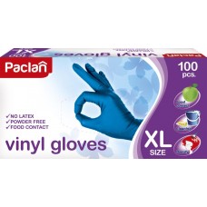 Перчатки PACLAN виниловые, р-р XL, голубые 407836, Китай, 100 шт