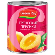 Купить Персики GREEN RAY половинки в сиропе, Греция, 850 мл в Ленте