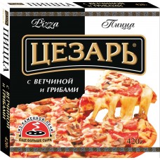Пицца ЦЕЗАРЬ с ветчиной и грибами, 420г, Россия, 420 г