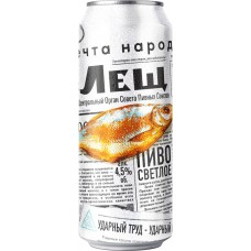 Пиво ЛЕЩ светлое фильтр. пастер. алк.4,5% ж/б, Россия, 0.45 L
