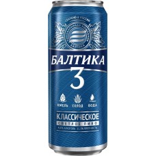 Пиво светлое БАЛТИКА 3 Классическое, 4,8%, ж/б, 0.45л, Россия, 0.45 L