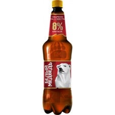 Пиво светлое БЕЛЫЙ МЕДВЕДЬ Крепкое пастеризованное, 8%, 1.3л, Россия, 1.3 L