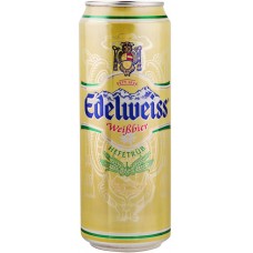 Пиво светлое EDELWEISS Weissbier нефильтрованное, пастеризованное осветленное, 5,5%, ж/б, 0.43л, Россия, 0.43 L