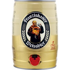 Купить Пиво светлое FRANZISKANER Hefe-weissbier пшеничное нефильтрованное, пастеризованное осветленное, 5%, ж/б, 5л, Германия, 5 L в Ленте