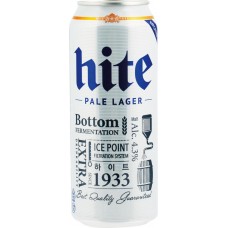 Пиво светлое HITE фильтрованное пастеризованное, 4,3%, ж/б, 0.5л, Корея, 0.5 L