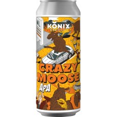 Пиво светлое KONIX BREWERY APA Crazy Moose нефильтрованное осветленное непастеризованное, 5,5%, 0.45л, Россия, 0.45 L