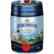 Пиво светлое LIEBENWEISS Arcobrau пшеничное нефильтрованное пастеризованное неосветленное, 5,5%, ж/б, 5л, Германия, 5 L
