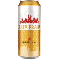 Пиво светлое ZLATA PRAHA фильтрованное пастеризованное, 4,7%, ж/б, 0.5л, Чехия, 0.5 L