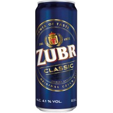 Пиво светлое ZUBR Classic фильтрованное пастеризованное, 4,1%, ж/б, 0.5л, Чехия, 0.5 L