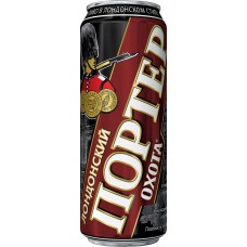 Пиво темное ОХОТА Лондонский Портер фильтрованное пастеризованное, 6,8%, ж/б, 0.45л, Россия, 0.45 L