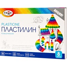 Пластилин ГАММА Классический 8 цветов, со стеком Арт. 281031, 160г, Россия