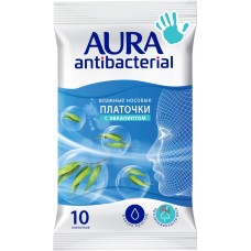Платки носовые AURA Antibacterial pocket-pack влаж., Россия, 10 шт