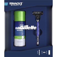 Подарочный набор GILLETTE Бритва Mach3 Start + Пена для бритья Series, для чувствительной кожи, 75мл, Китай