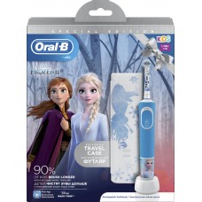 Подарочный набор ORAL B Зубная щетка электрическая детская Kids Frozen D100, с 3 лет + футляр, Венгрия