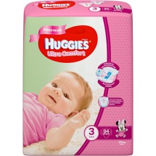 Подгузники детские для девочек HUGGIES Ultra Comfort 3, 5–9кг, 94шт, Россия, 94 шт