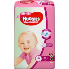 Подгузники детские для девочек HUGGIES Ultra Comfort 4, 8–14кг, 80шт, Россия, 80 шт