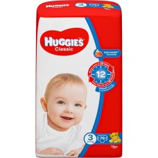 Подгузники детские HUGGIES Classic 3, 4–9кг, 78шт, Россия, 78 шт