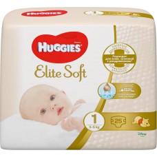 Купить Подгузники детские HUGGIES Elite Soft 1, 3–5кг, 25шт, Россия, 25 шт в Ленте