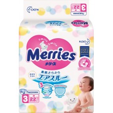 Подгузники детские MERRIES М 6–11кг, 22шт, Япония, 22 шт