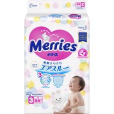 Купить Подгузники детские MERRIES М 6–11кг, 64шт, Япония, 64 шт в Ленте