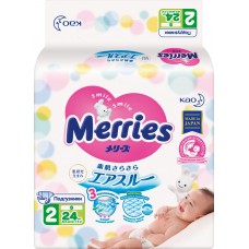 Подгузники детские MERRIES S 4–8кг, 24шт, Япония, 24 шт