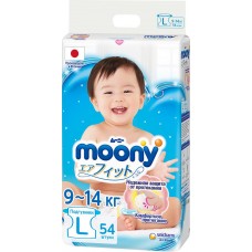 Купить Подгузники детские MOONY L 9–14кг, 54шт, Япония, 54 шт в Ленте