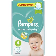 Подгузники детские PAMPERS Active Baby-Dry Maxi 4, 9–14кг, 70шт, Россия, 70 шт