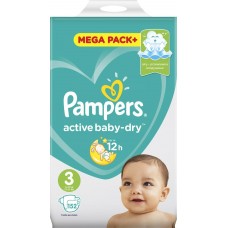 Купить Подгузники детские PAMPERS Active Baby-Dry Midi 3, 6–10кг, 152шт, Россия, 152 шт в Ленте