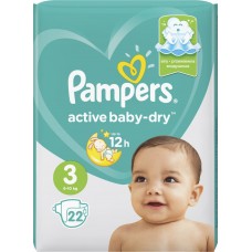 Подгузники детские PAMPERS Active Baby-Dry Midi 3, 6–10кг, 22шт, Россия, 22 шт