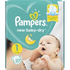 Подгузники детские PAMPERS New Baby-Dry 1, 2–5кг, 27шт, Россия, 27 шт
