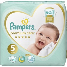 Купить Подгузники детские PAMPERS Premium Care Junior 5, 11кг+, 28шт, Россия, 28 шт в Ленте